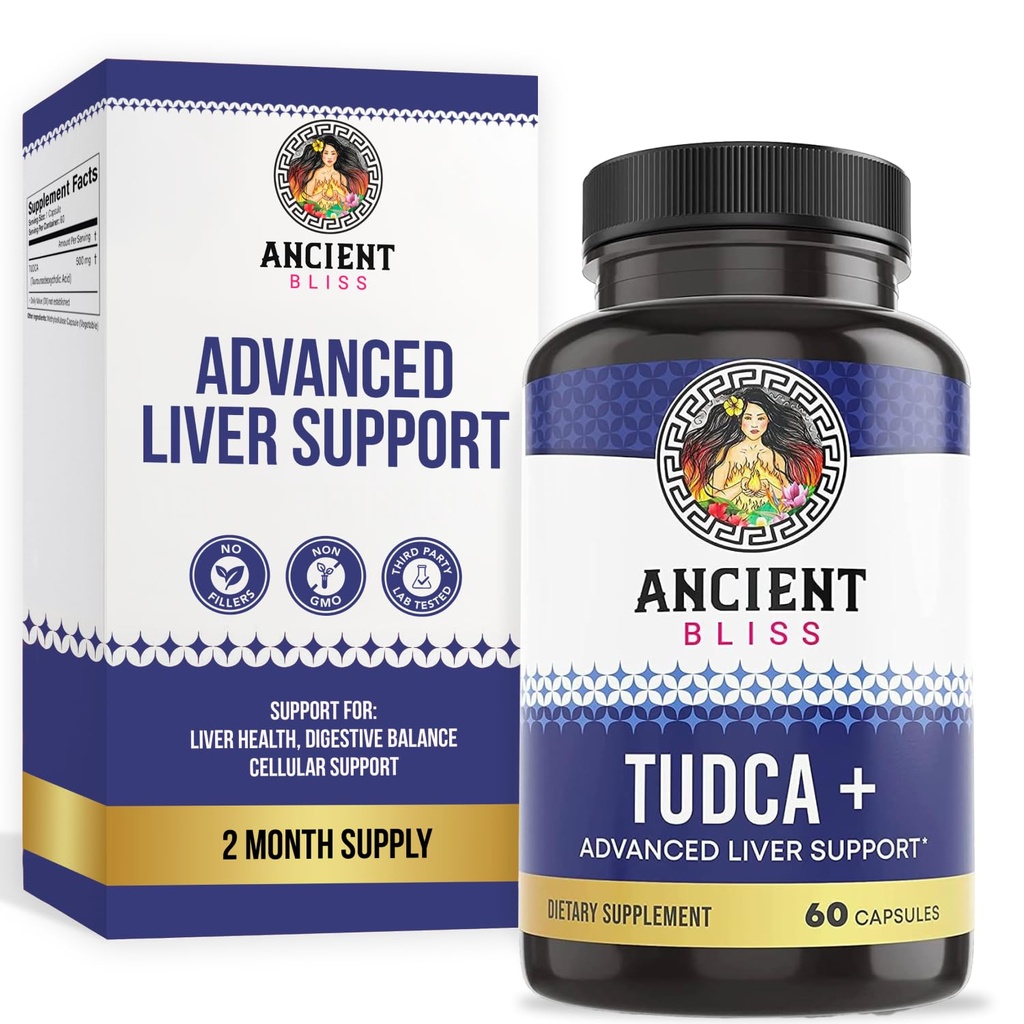 Tudca 500mg, 60 kapsler (Tauroursodeoksykolsyre) - Bile salter lever støtte supplement, naturlig biter smak-vegansk vennlig, ikke GMO, Glutenfri kapsler av antikk lykke