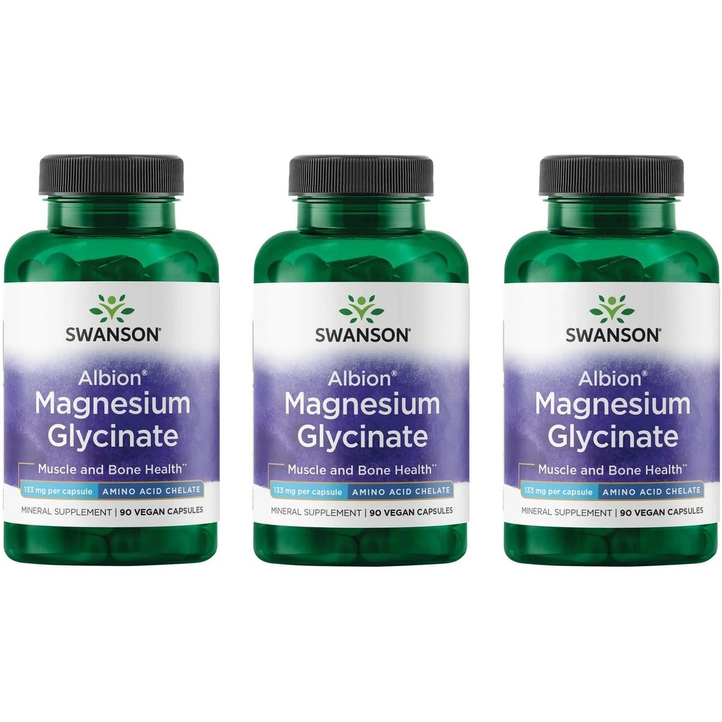 Swanson Chelated Magnesium 133 Milligrams 90 kapsler (3 pakke)