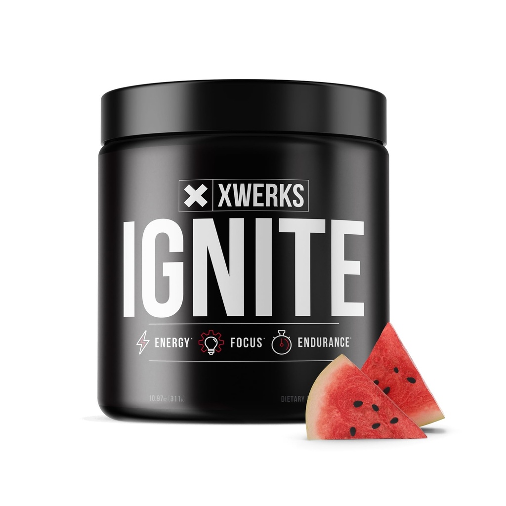 Xwerks tenne vannmelon pre trening pulver, naturlig keto pre trening for kvinner og menn med eksplosiv energi, glutenfri blanding for utholdenhet og utholdenhet, 150 mg koffein, 30 serveringer