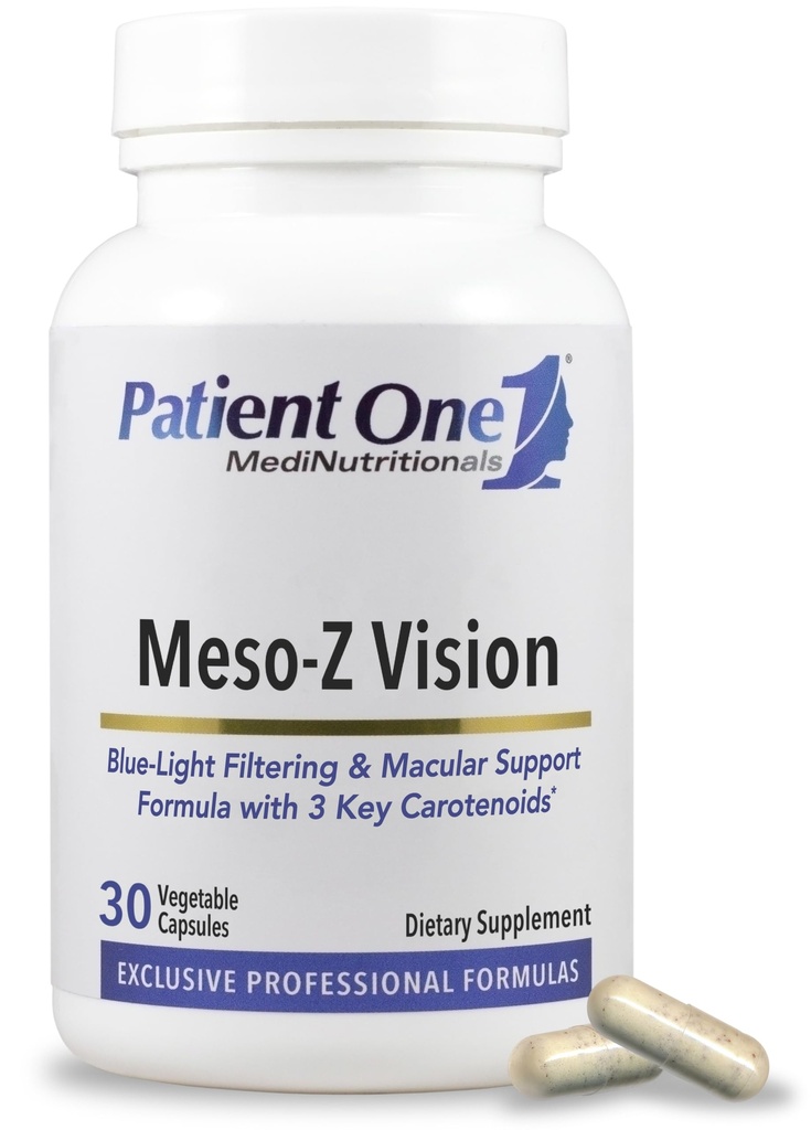 Pasienten én Meso-Z Vision | Supplement til å støtte øyehelse og blått lysfiltrering * | med Lutein, Zeaxanthin og Meso-Zeaxanthin | 30 kapsler