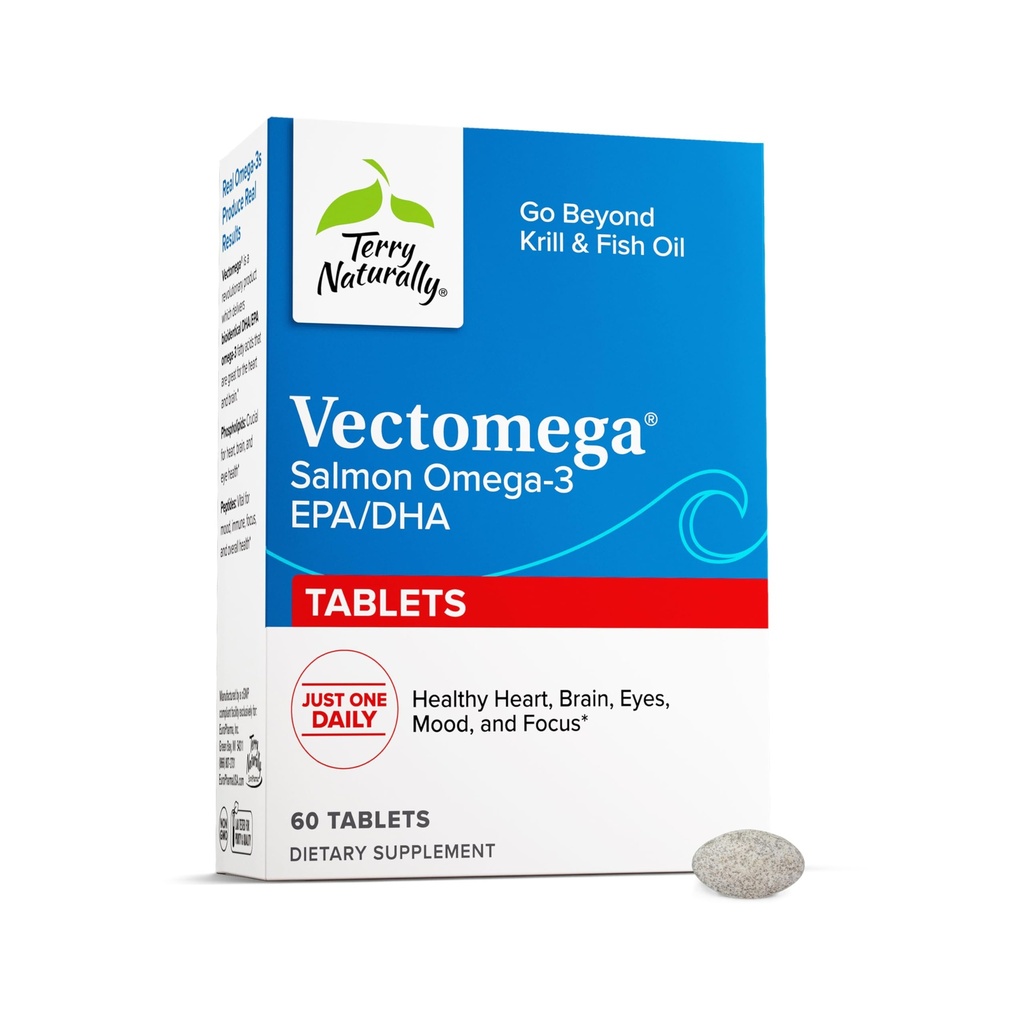 Terry naturlig vegtomega - Supplement med EPA & DHA - Omega-3 tabletter for hjernen og hjertet helse støtte - ernæringsmessig Supplement med essensielle fettsyrer og peptider - 60 tabletter
