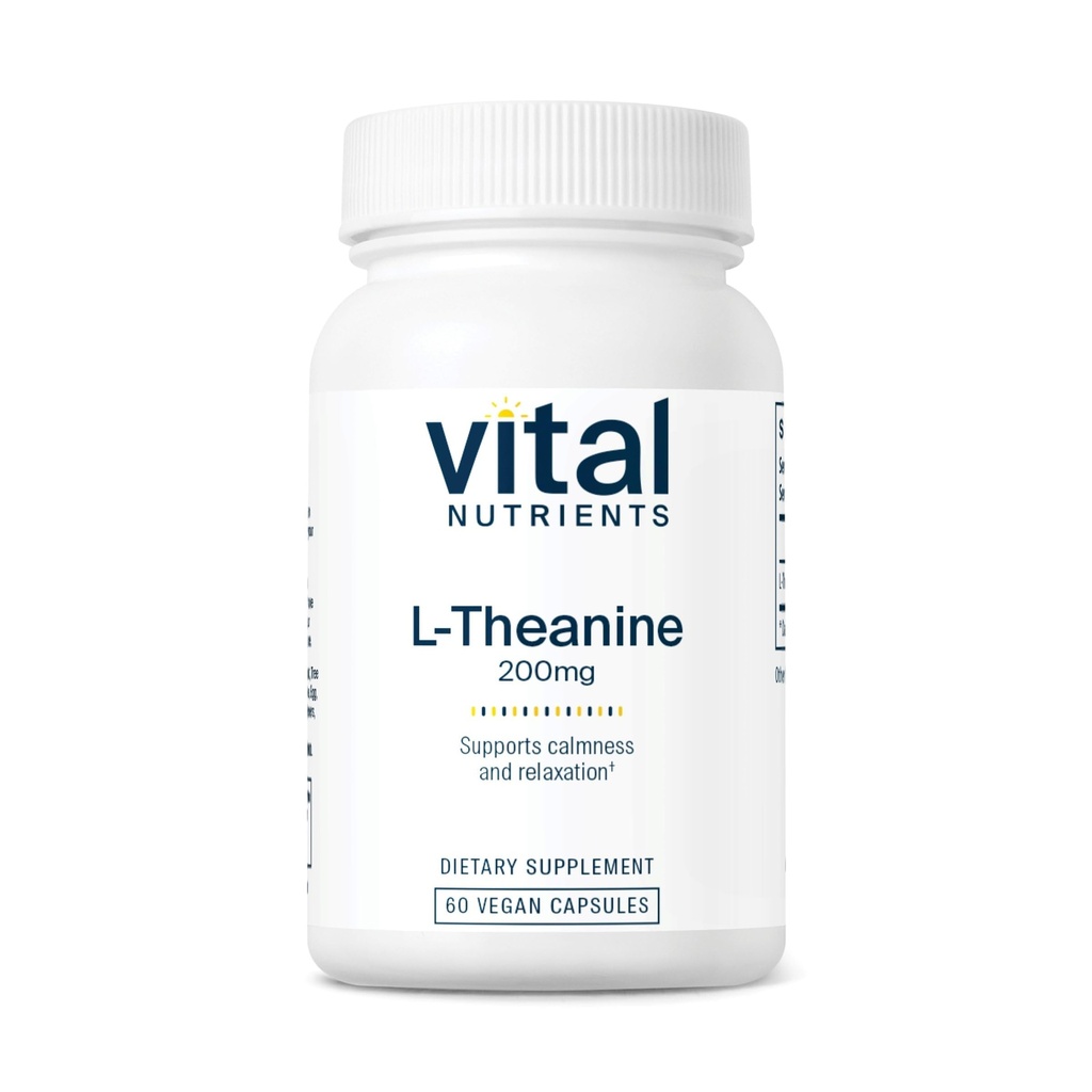 Vital næringsstoffer L-Theanine 200mg | Vegansk kosttilskudd | L teanin Supplement støtter normal stressnivå og kognitiv funksjon * | Gluten, Dairy og soya gratis | 60 kapsler