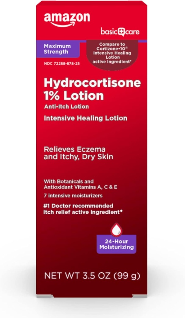 Basic Care Maksimal styrke 1% Hydrokortison Anti-Itch lotion for Eczema, 3,5 ounce (Pack of 1)