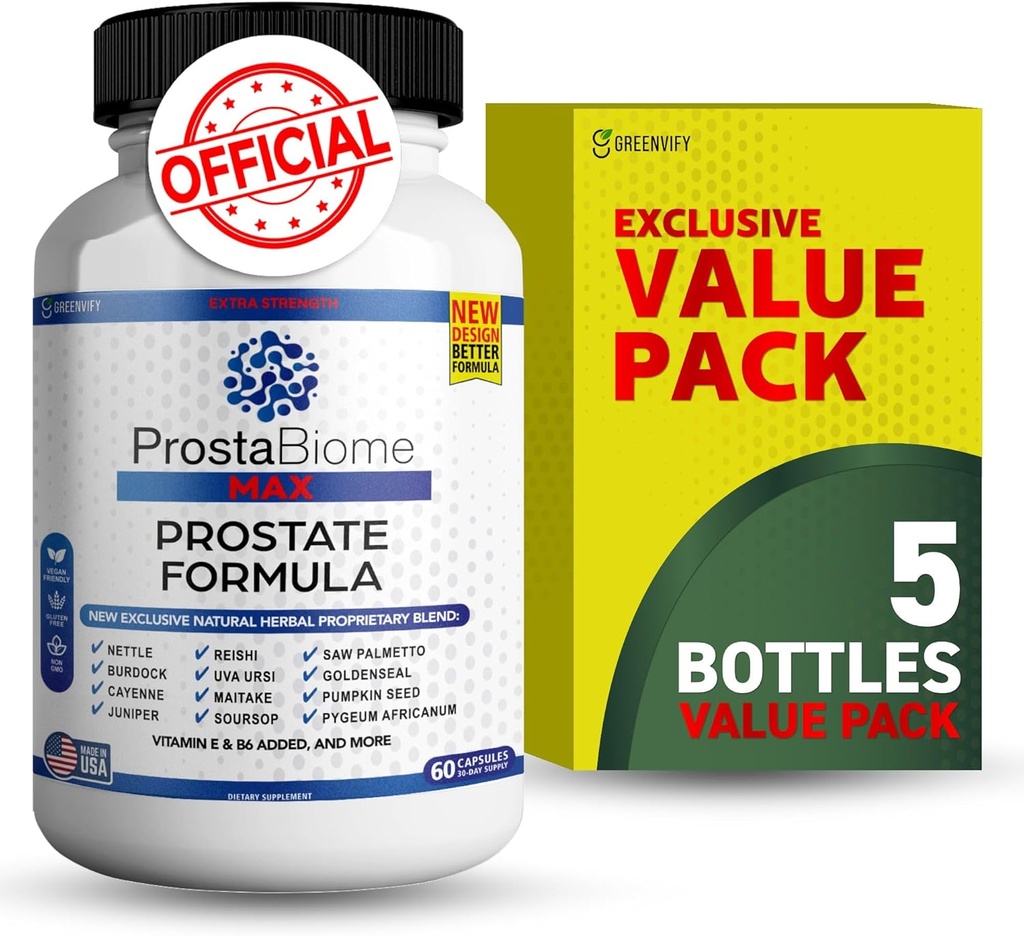 ProstaBiome Max Prostate Support Formula, Naturlig urteblanding med sag Palmetto, 60 kapsler, 30-dagers forsyning (5)