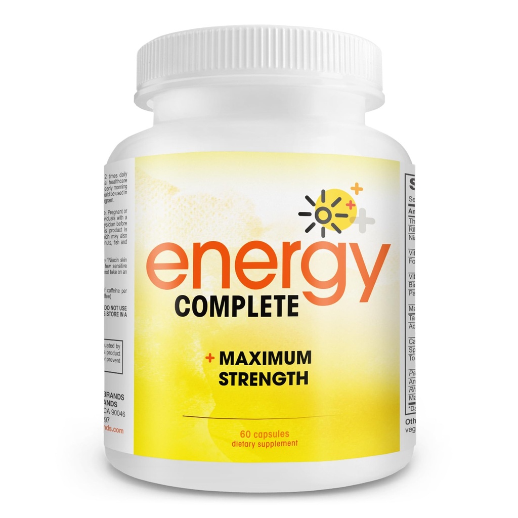 Energikomplet - 18-i-1 Vegansk energi og fokus Supplement - Vegansk kaffepiller (60 daglige kapsler)