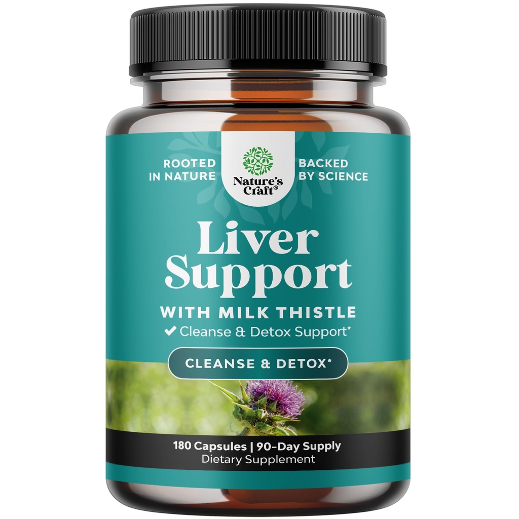 Liver Cleanse Detox & Reparasjon 180 kapsler - Herbal Liver Support Melk Thistle Supplement - Silymarin Melke Thistle Supplement med Dandelion Root, Choline, Beetroot & Artichoke Extract