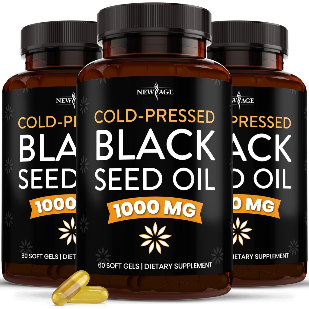 NEW GE Black Seed Oil Softgel Capsules - Premium kaldpresset Nigella Sativa Produserende ren svart cuminfrøolje - ikke-GMO & vegetarian 90 greve (Pack of 3)