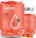 Høy styrke Omega 3 Fiskeolje med vitamin K2-1000 mg, norsk lakseolje, EPA & DHA, Burpless, Omega 3 fettsyrer Supplement for øyne, hjerne, hjerte og immunitet - 90 kapsler - Cardio