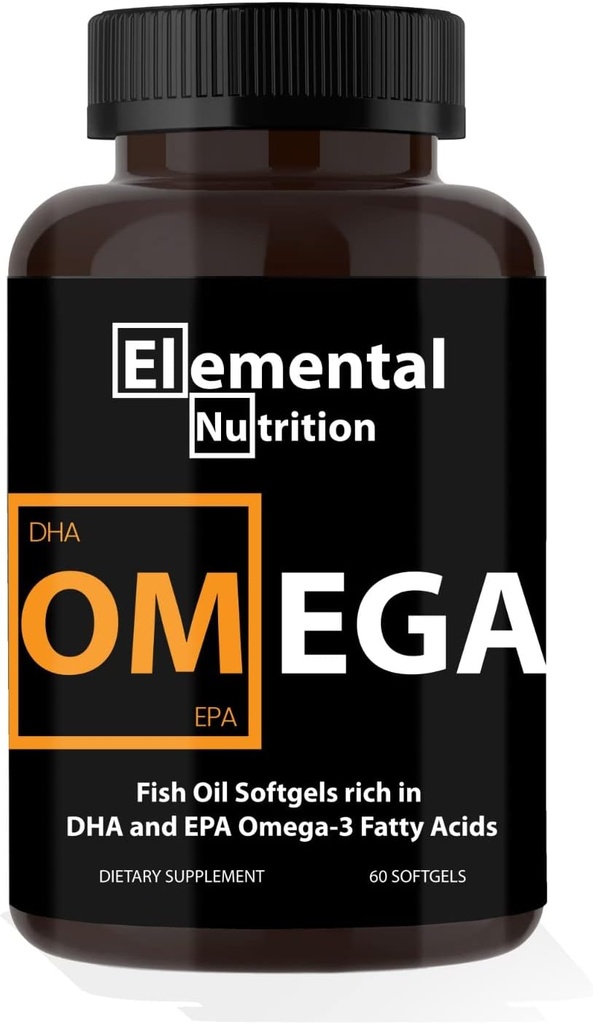 Omega-3 fra fiskeoljer – 60 Softgels verdiflaske av Eicosapentaenoic (EPA) & Docohexaenoic syre (DHA) i en svart Grip Jar