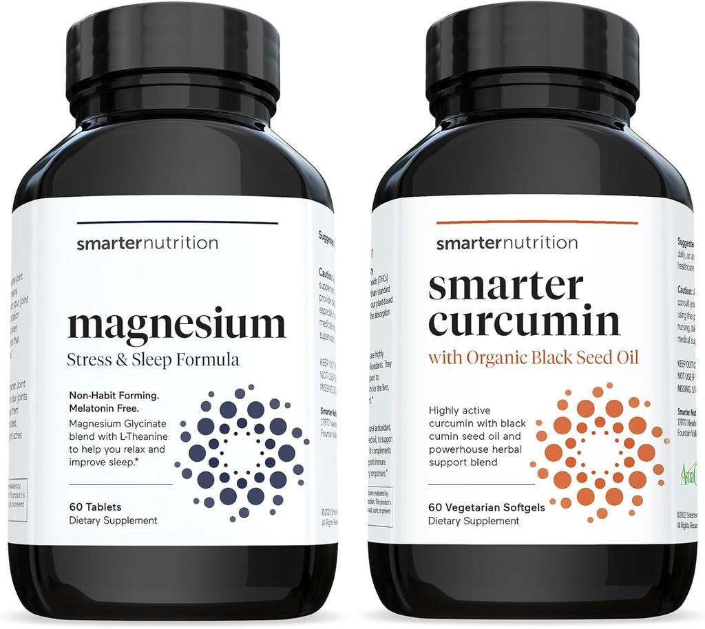 Multi-Active Magnesium Tabletter & Curcumin Softgels - Potent & Biotilgjengelig, Active Curcumin Softgels Standardisert til 95% Tetrahydrocurcuminoids [1-måneders forsyning]