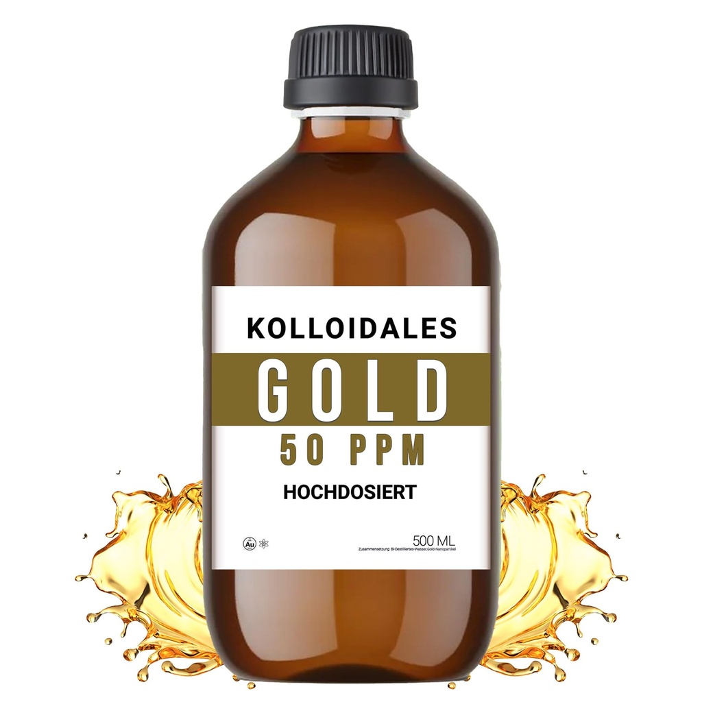 Colloidal gull løsning, 50 PPM, 500 ml, høy renhet 99,99%