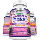 FRESH HealthyCARE Elderbær Capsules - høy potens Svart Elderbær med sink & vitamin C - Premium 3-i-1 immunstøtte vitaminer for voksne