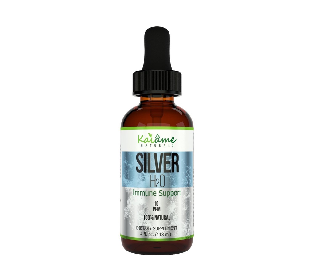 Kaiame Naturals Colloidal Silver, Ionic Silver Solution, 10 PPM, Stor 4 oz Droper i glassflaske, Naturlig immunstøtte Supplement, trygt for voksne, barn og kjæledyr