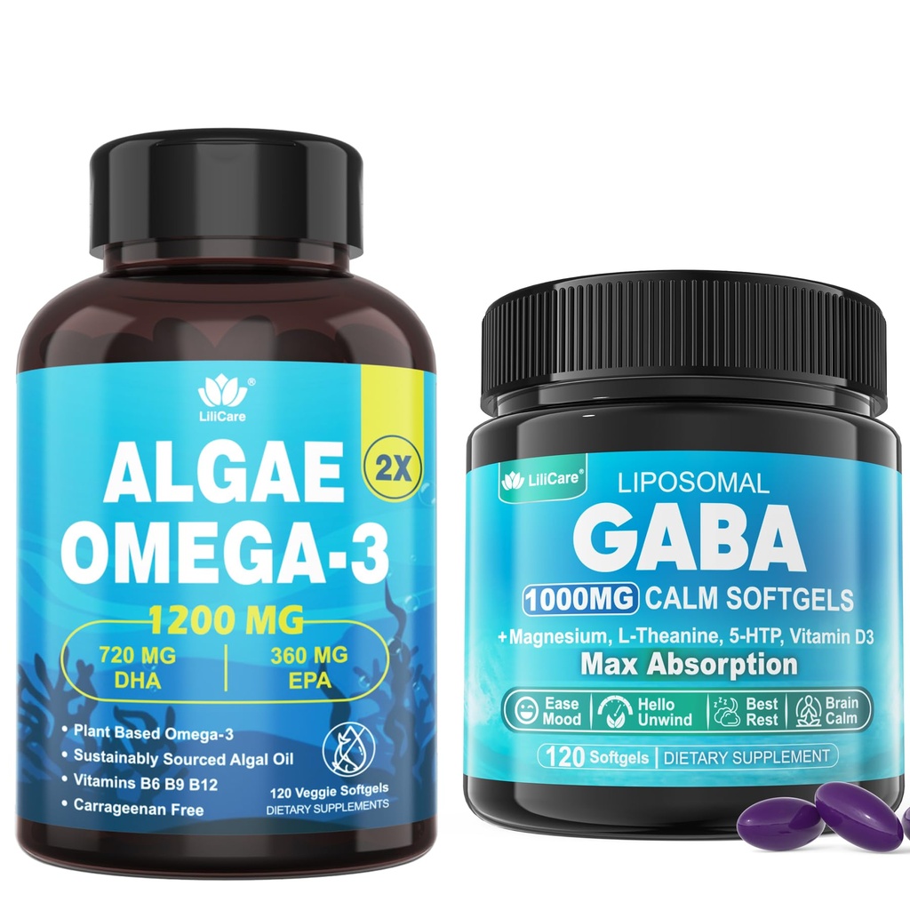 GABA Supplement +Vegan Omega-3 Algae Olje
