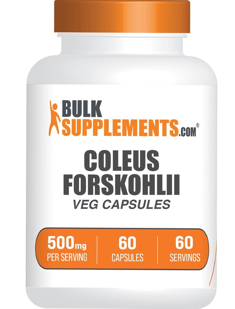 BulkSupplements.com Coleus Forskohlii Extract Kapsler - Forskolin Supplement, Forskolin Kapsler - Herbal Supplement, Glutenfri, 1 Kapsel per servering, 60 Kapsler (pakke av 1)