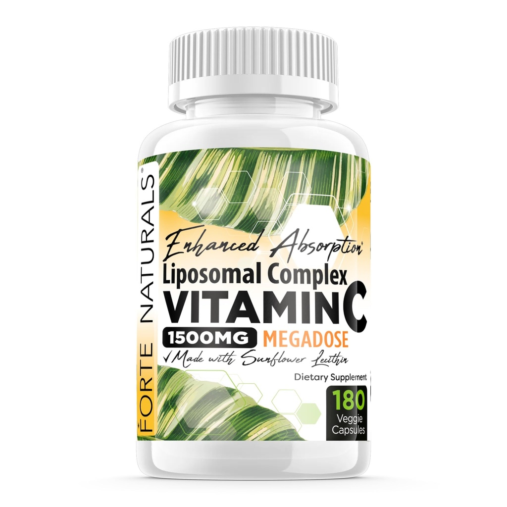 Høy dose Vitamin C 1500 mg Liposomal C Complex Supplement med solflower Lecithin kapsler Kosttilskudd Klokket Melk Sunflower Lecithin 180 Kapsler Feiring vitaminer