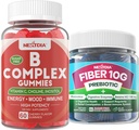 2 pakke metylert vitamin B-kompleks + 1 pakke sukker gratis 10g prebiotisk fiber Supplement, gummier for voksne