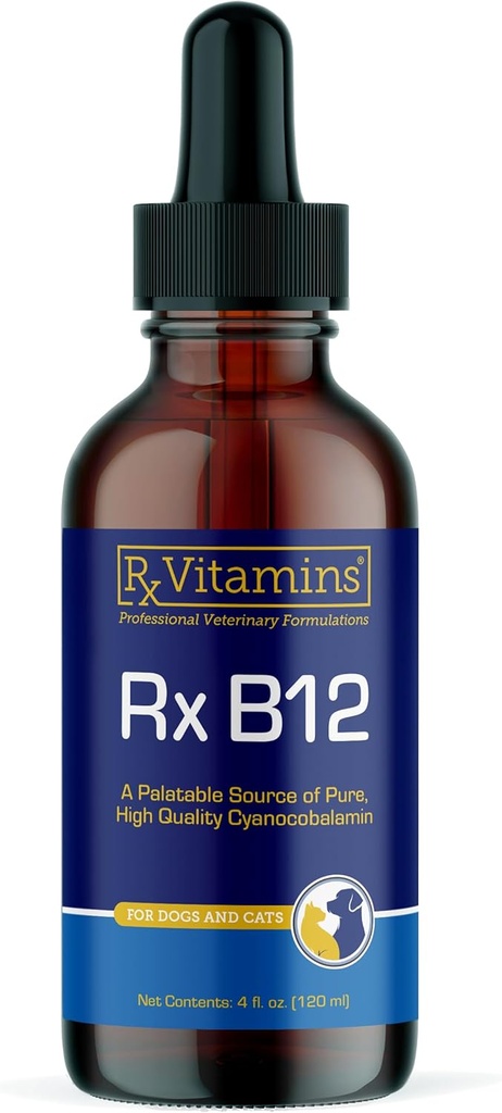 RX Vitaminer B12 for hunder og katter - Hundedyktig støtte for forbedret metabolsk prosess - ren B12 for katter å støtte nervesystemet - ideell for hunden vitaminer og katteforsyninger - 4oz