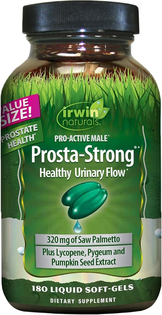 Irwin Naturals Prosta-Strong - 180 Softgels - Prostate Health Support med Sag Palmetto, Lycopen & Pumpkin Seed - Støtter Urinflow