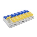 EZY DOSE Ukenlig (7-dager) AM/PM Pill Organizer, daglig vitaminbeholder og medisinboks, store pop-out-sammenlikninger, designet for reise, 2 ganger om dagen, blå og gule led