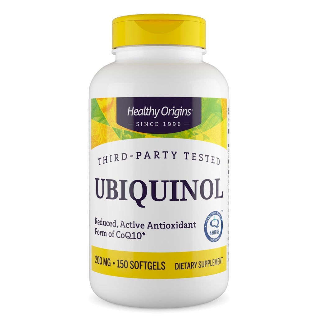 Sunn Origins Ubiquinol (Active Form of CoQ10), 200 mg - Kaneka Ubiquinol Kosttilskudd for hjerte helse og antioksidant støtte - Glutenfri og ikke-GMO Supplement - 150 Softgels