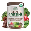 Landbruk Organic Super Greens Sjokoladeflavor, 50 organiske supermatvarer, USDA økologiske drikkeblanding, pakket med fiber, frukter, grønnsaker, moskrooms & probiotika, støtter energi, 7g Fiber