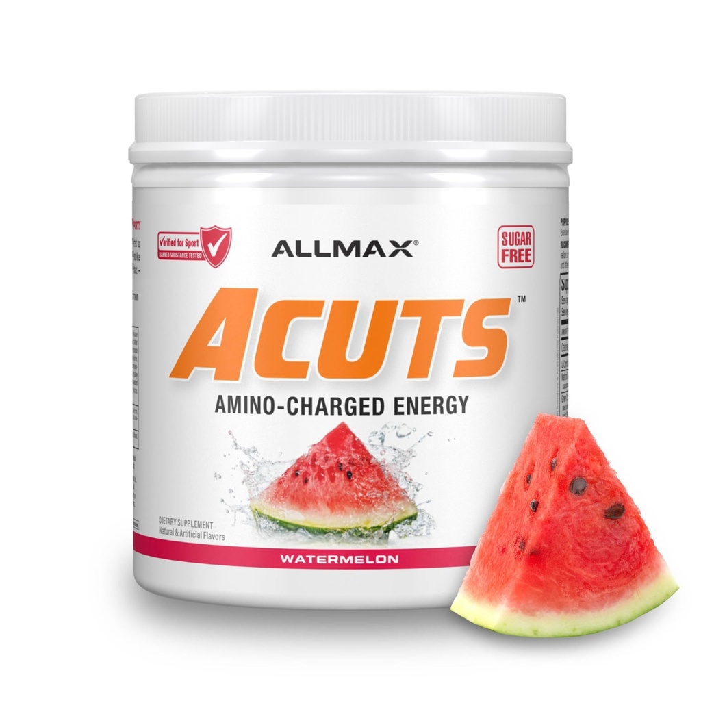 ALLMAX Ernæring Aminocuts (ACUTS), Amino-Charged energidrikk med Taurin, L-karnitin, Grønn Kaffebønne ekstrakt, Vannmelon, 30 serveringer