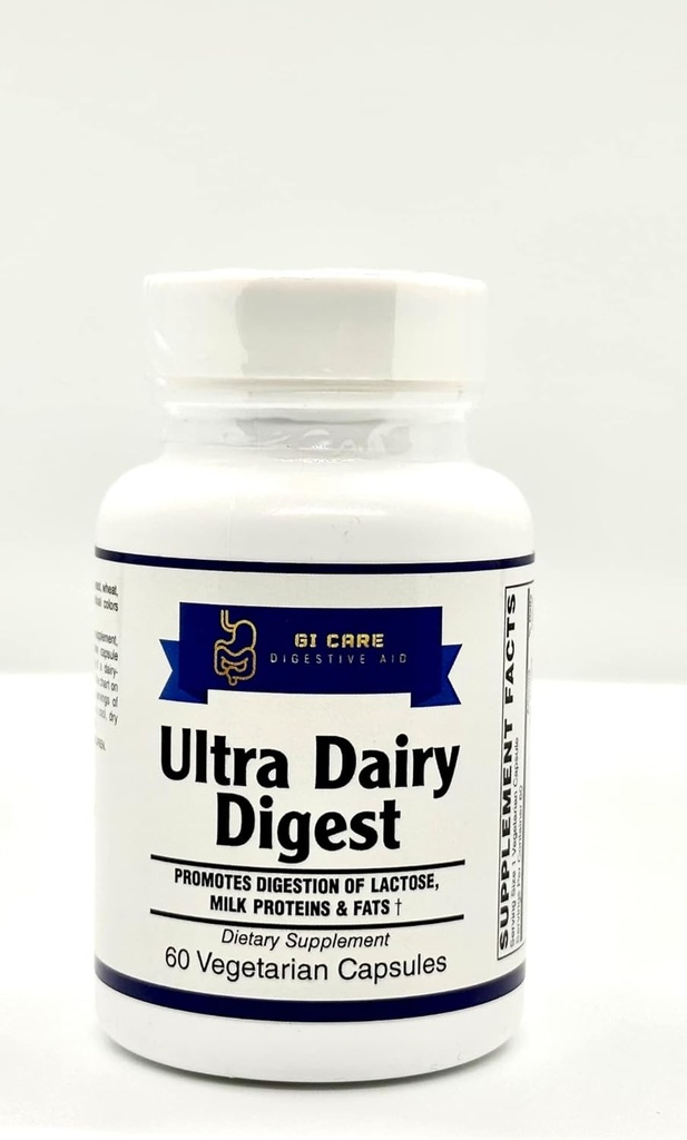 Ultra Dairy Digest- Hjelper Digestion av Laktose inneholdende produkter, Melk PROTEINS & Melk FATS - (for Melk/Mykk Intolerance) 3-i-1 Formel
