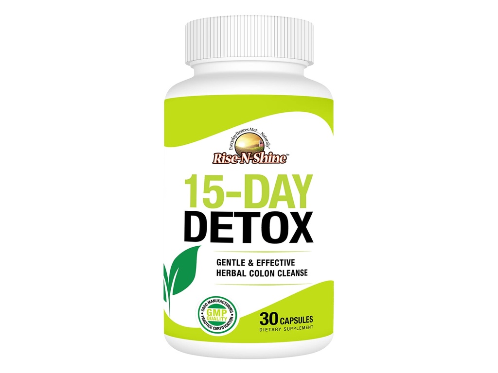 Rise-N-Shine 15 Day Detox Cleanse - Gut Helse Støtte for kvinner og menn med Senna Leaf og Cascara Sagrada (30 kapsler)