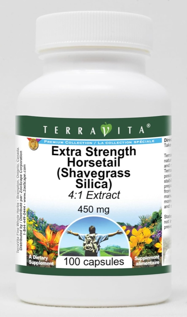 Ekstra styrke Hestehale (Shavegras Silica) 4:1 Ekstrakt - 450 mg (100 kapsler, ZIN: 514199) - 3 Pakke