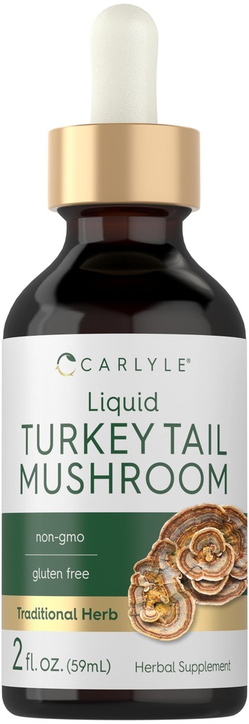 Carlyle Tyrkia Tail Mushroom ekstrakt flytende tinktur | 2 FL Oz | Vegetariske dråper | Ikke-GMO, Glutenfri Supplement