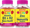 VelJa Vitamin D3+K2 Kids + Sink Kids 15mg, Gummies Bundle - Great Tasting, Vitamin Supplement, Glutenfri, GMO Free, Chewable Gummy
