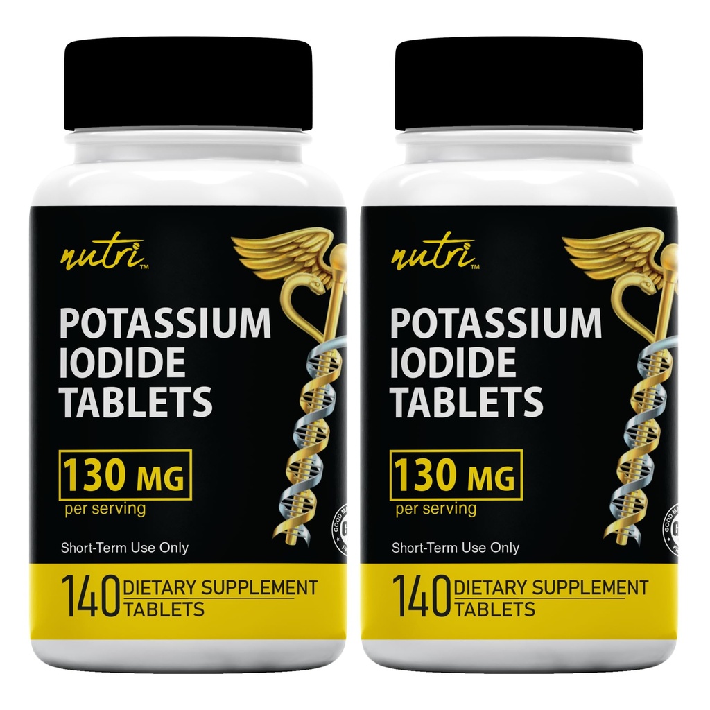 Kalium jodidetabletter (pakning på 2) 130 mg - 280 tabletter EXP 10/2032 - YODO Naciente - KI piller - Yoduro de Potasio - Nutri Supplements
