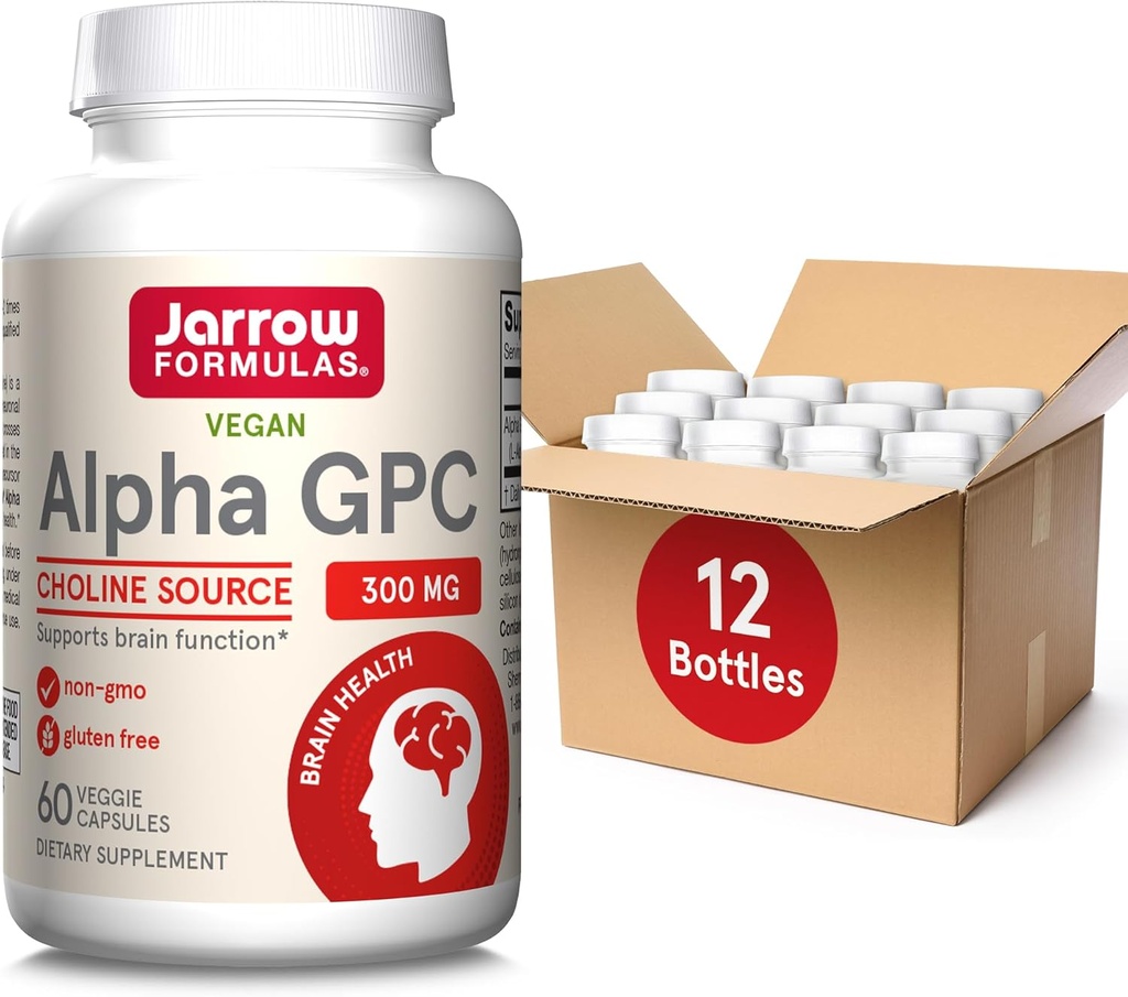 Jarrow Formler Alpha GPC, 300 mg, Diett Supplement, Hjerne Helse Supplementer for voksne, 60 Veggie kapsler, 30 dagers forsyning (PACK OF 12)