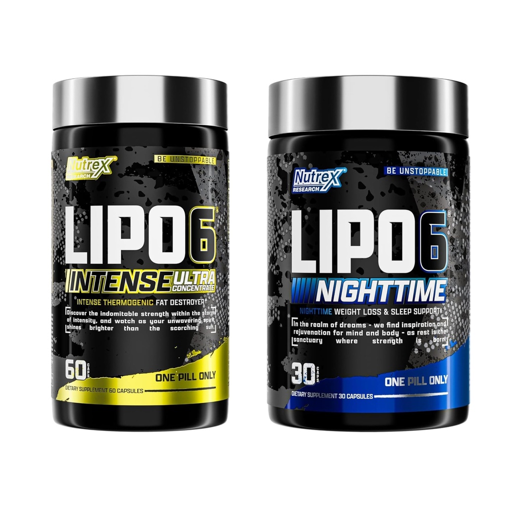 Nutrex forskning Lipo 6 Intense og nattetid AM/PM Bundle