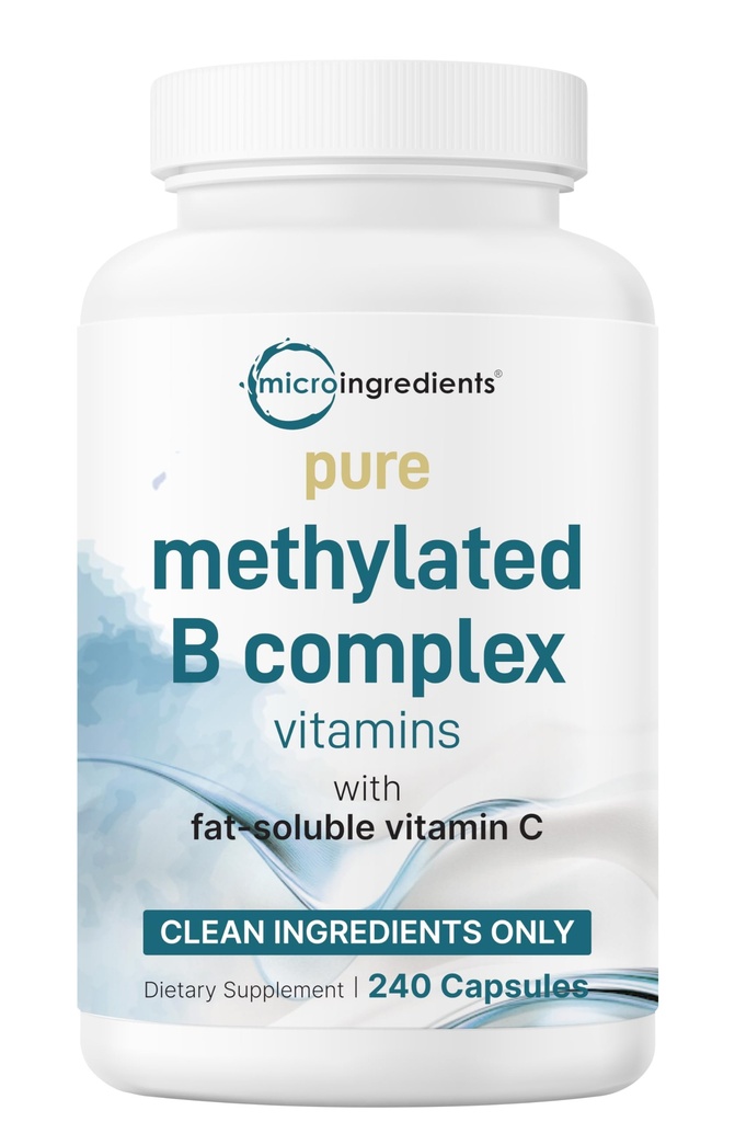 Mikroingredienser Rent metylert B-kompleks, 240 kapsler | 11-i-1 formel med B12, Thiamin, Folat, Inositol, Choline & Vitamin C | støtter energi, Mood & Nerve Helse | Filler Gratis, Ikke-GMO