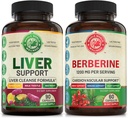Liver Cleanse Detox Repair Formula og Premium Berberine Bundle (en flaske hver). Støtter lever helse, kardiovaskulær helse, energiforsterkning, metabolsk funksjon. USA laget.