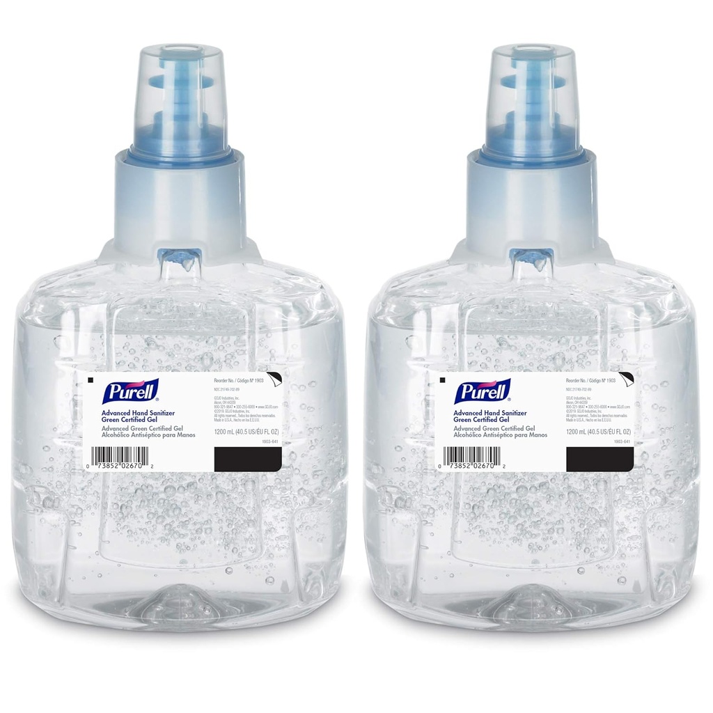 Purell Advanced Green Certified Hand Sanitizer Gel, 1200 ml Sanitizer Refill for renell LTX Touch-Free Dispenser (pakke på 2) - 1903-02