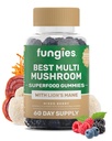 Svampe Multi Mushroom Gummies for menn og kvinner - Mushroom Supplement Inkluderer Lions Mane, Cordyceps, Reishi, Chaga, Shiitake, Maitake & Turkey Tail - Gelatin-fri, Glutenfri og Vegan Gummy vitaminer