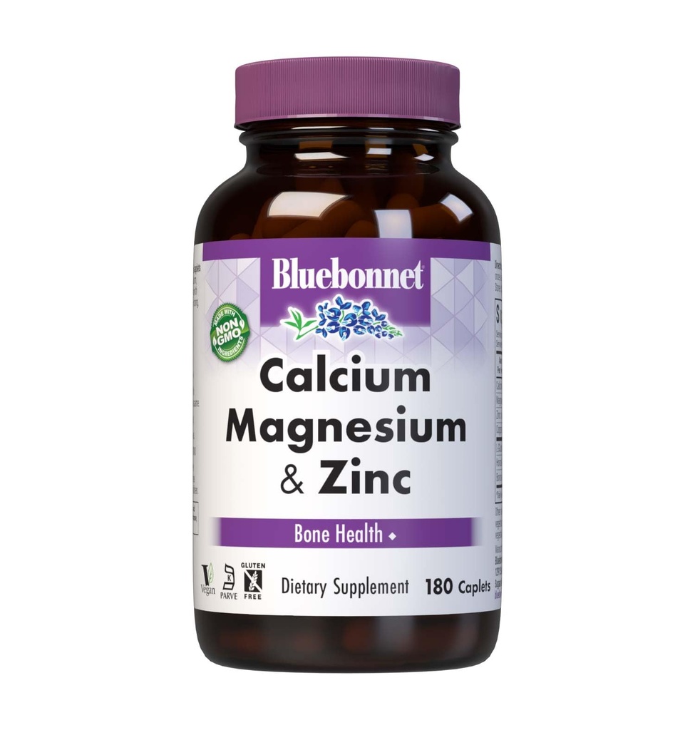 Bluebonnet Kalsium Magnesium Sink Caplets, 180 Antall