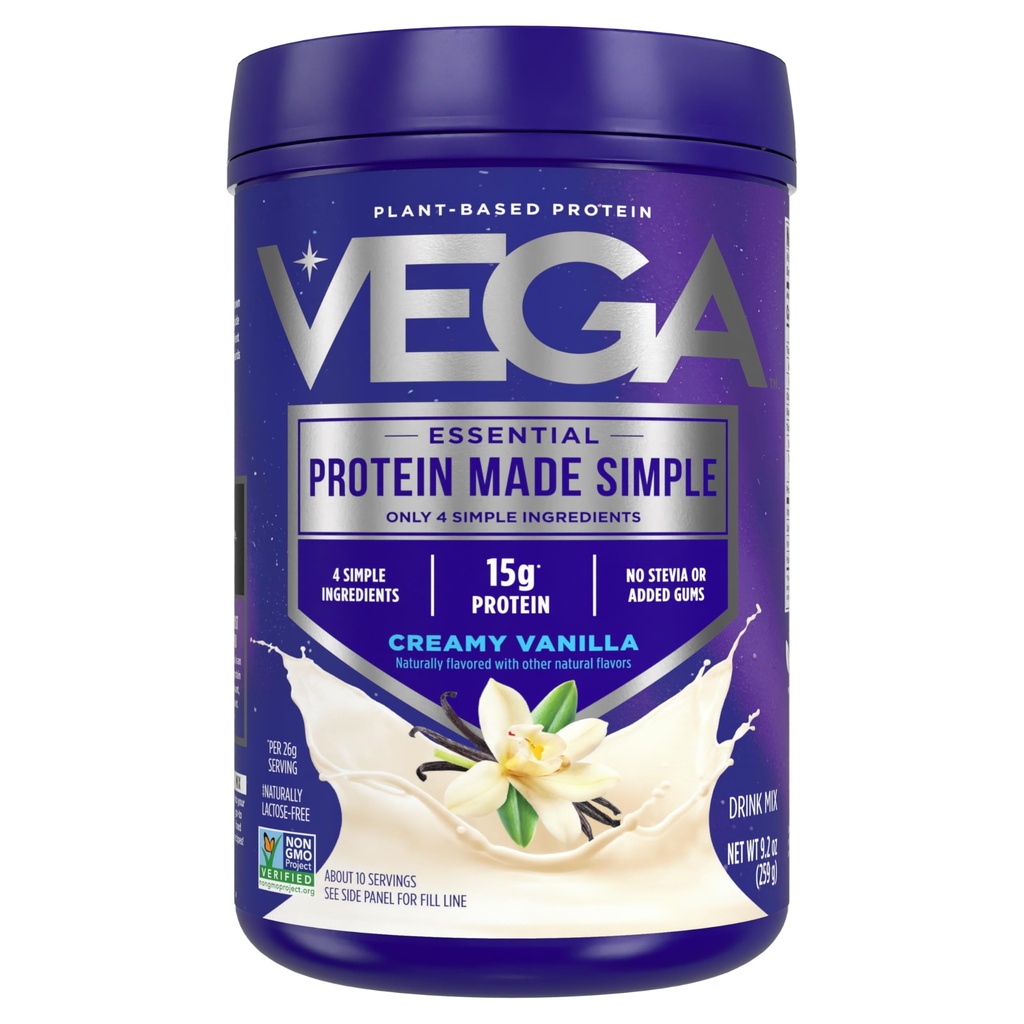 Vegaprotein laget enkelt protein pulver, Vanilla - Stevia gratis, Vegan, Plante Basert, Sunn, Glutenfri, Era Protein for kvinner og menn, 9.2 oz (Packing May Vary)