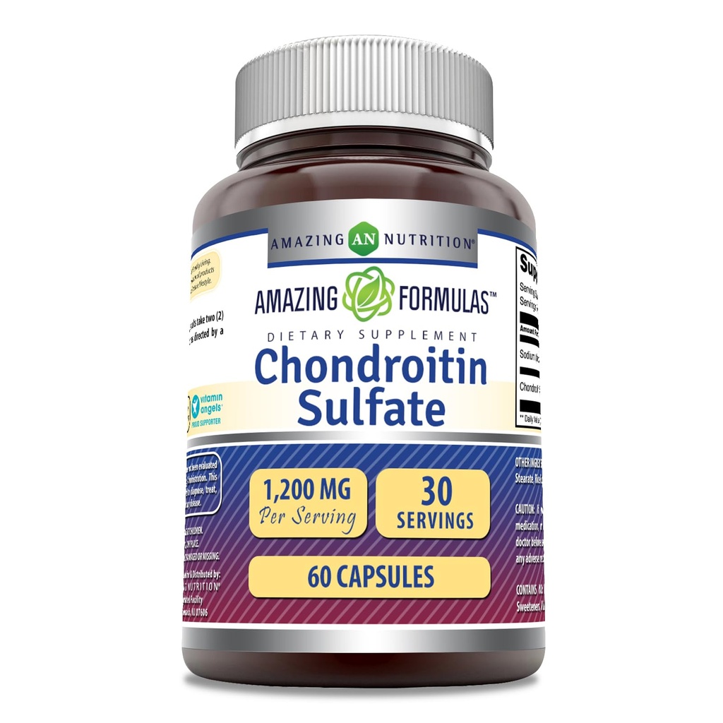 Amazing Formler Chondroitin Sulfate 1200 mg Per Serving Supplement | Kapsler ikke-GMO | Glutenfri | laget i USA (1 Pack, 60 Count)