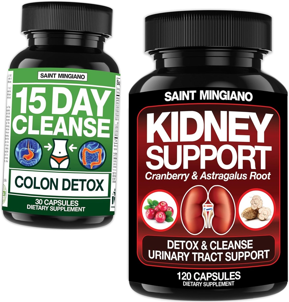Njurestøtte Cleanse Detox & Repair 120 Caps - Sammen med - 15 dagers rensing | Colon Detox med naturlig laxativ