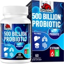 Probiotika for menn, 500 milliarder CFU & 12 Mens probiotika for digestiv helse + 4 organiske prebiotiske fiber, for digestiv, gut, immun helse, blomstring, gass, energi støtte, hyllestabil - 60 kapsler