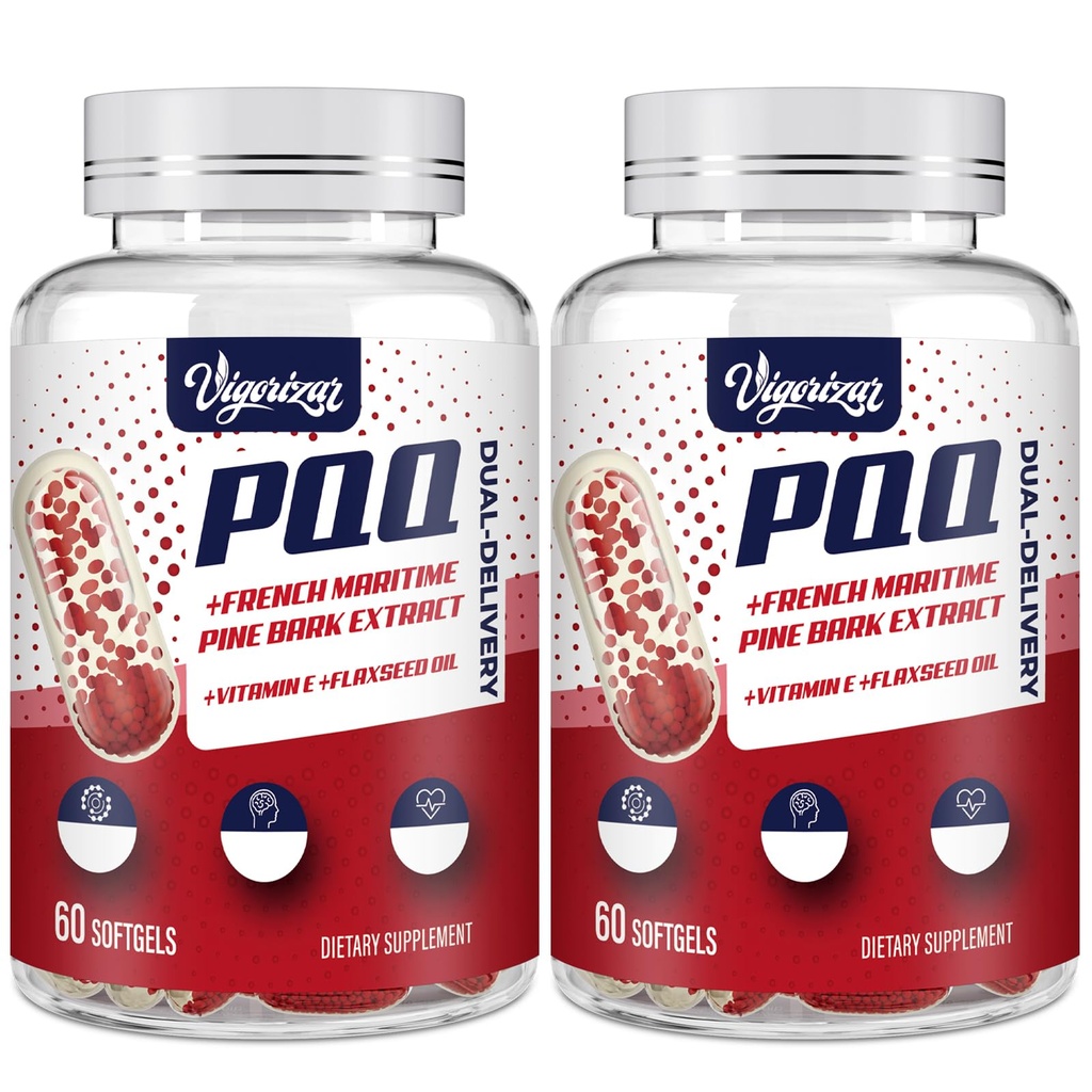 200 mg Pycnogeno med PQQ, Premium Fransk Maritime Pine Bark ekstrakt, unik dobbeltlevering for maksimal absorpsjon, Pine Bark ekstrakt for vaskulær og hjerte & felles funksjon - 120 Vegan Softgels