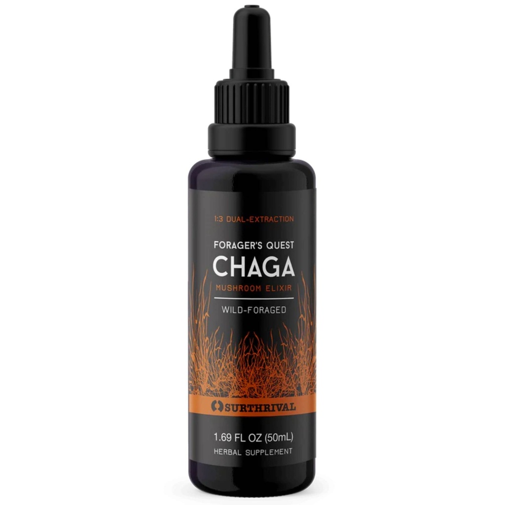 Surtrival: Chaga Mushroom Extract Forager's Quest, 50 ml, Med Naturens Immun-Boosting, Anti-Viral, Anti-Fungal Medisinsk Mushroom