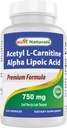 Best Naturals Acetyl L-karnitin og Alpha Lipoic Acid 750 mg 120 kapsler