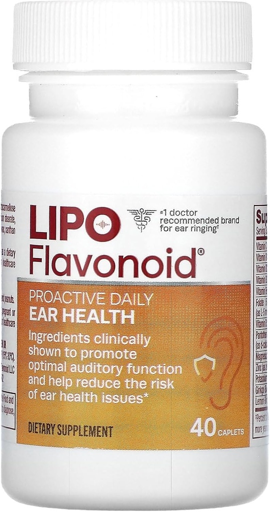 Proactive Daily Ear Health Supplement av Lipo-Flavonoid, fremmer langsiktig og støtter optimal revisjonsfunksjon og kognitiv helse, 40 kapler