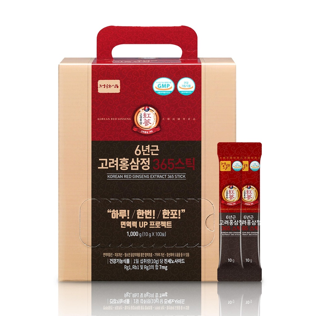 6-Års koreansk rød Ginseng 365 | 100 Sticks | Vegansk | 7 mg Ginsenosides Per Stick