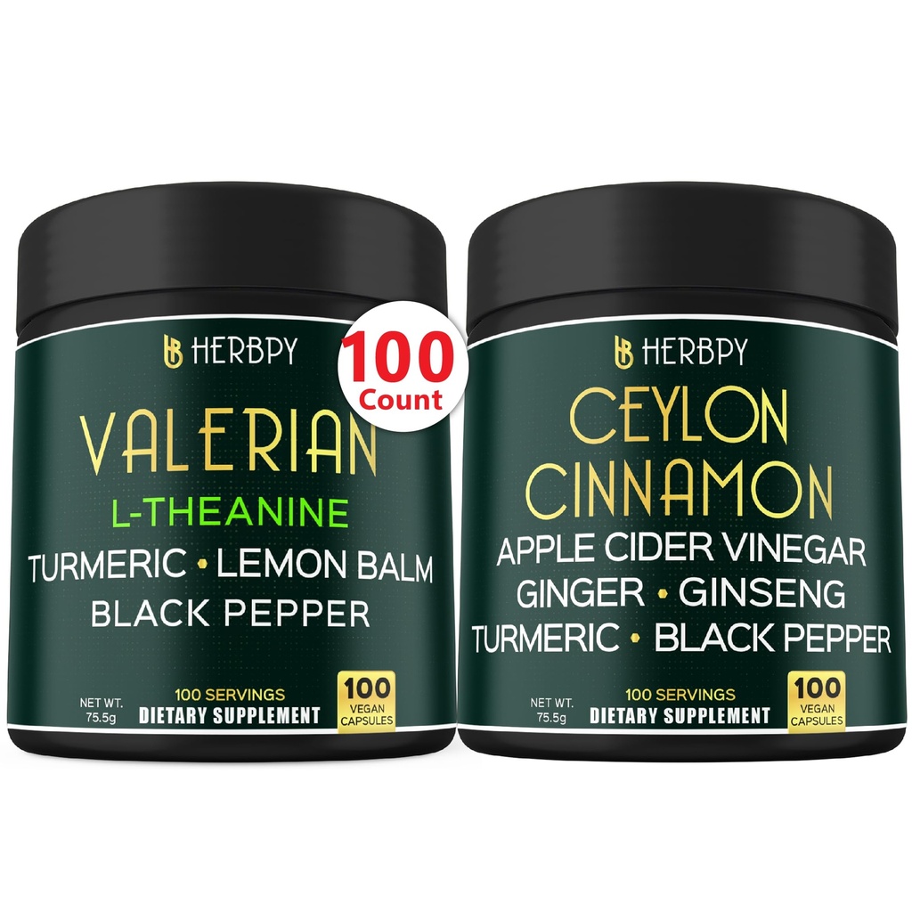 Bundle 5in1 Valerian Root Supplement & 6in1 Premium Ceylon Cinnamon Kosttilskudd
